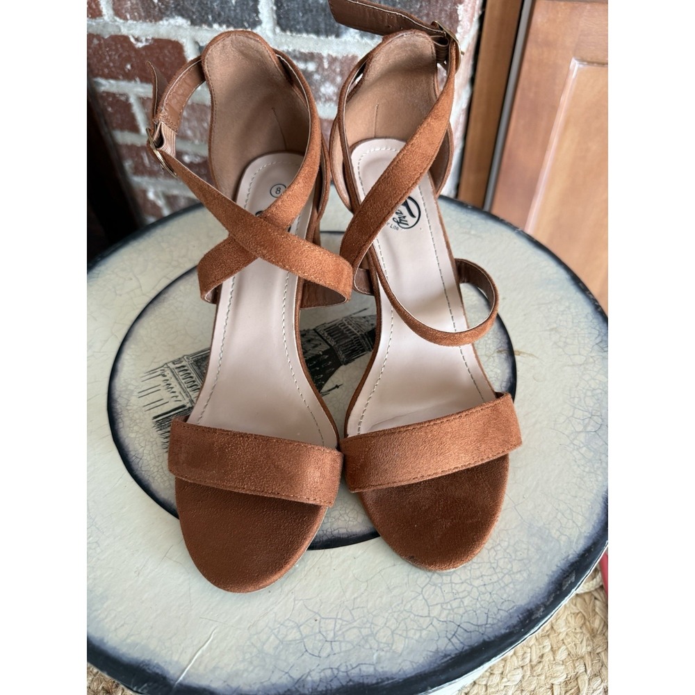Trary Women's Ankle Strap and Adjustable Buckle Chunky Pump‎ Heel Sandals Size 8